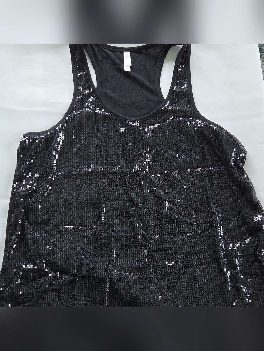 Black Sequin Racerback Tank Top